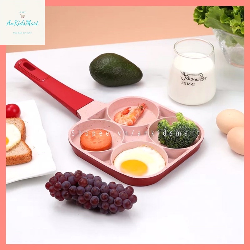 Chảo đá chống dính chia ô làm bánh, chiên trứng đa năng