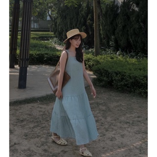 ĐẦM MAXI TẦNG XỐP CỘT NƠ VAI