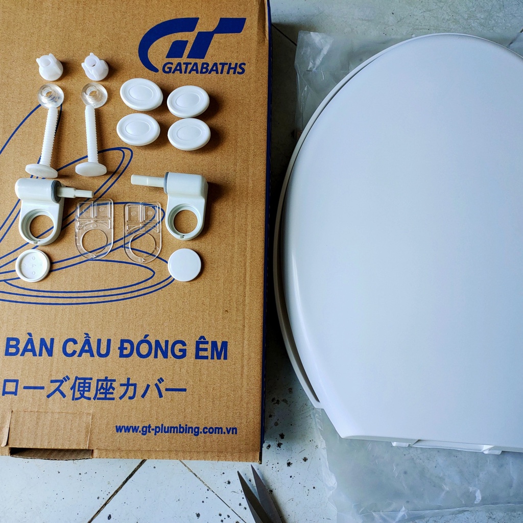 Nắp bồn cầu rơi êm - Nắp bồn cầu đóng êm màu trắng nặng 1,5 kg