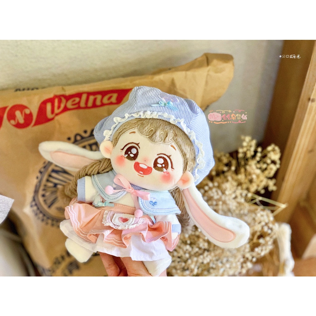 Bộ đồ Kẹo thỏ đào bông cho bé doll 15cm 20cm