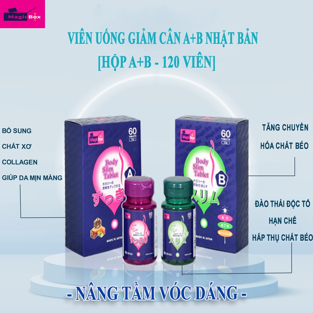 Set viên uống hỗ trợ kiểm soát cân nặng A+B giúp thon vóc dáng & sáng làn da Magic Box Nhật Bản