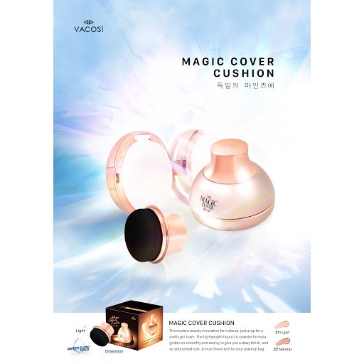 PHẤN NƯỚC TRANG ĐIỂM VACOSI MAGIC COVER CUSHION SPF50++ (KÈM lÕI)