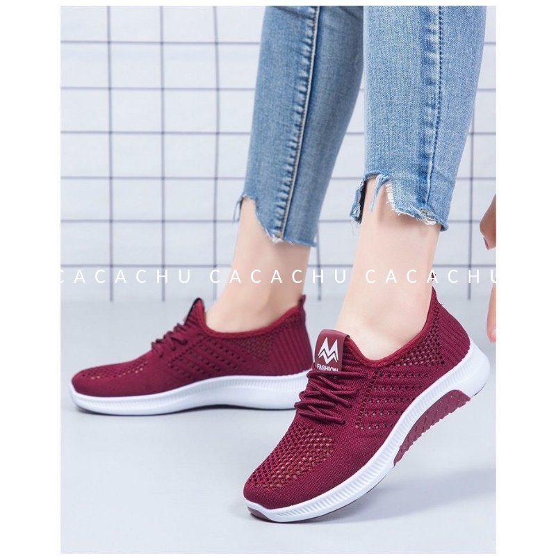 Giày nữ thể thao sneaker chạy bộ đẹp hot 2021 CACACHU G011, giày vải lưới thông hơi thoáng khí cao cấp chất liệu tốt