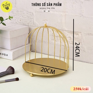 Khay lông chim để bàn mạ vàng