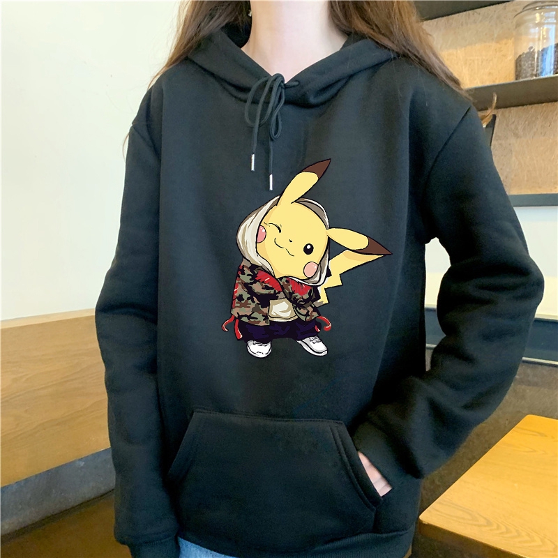 Áo Khoác Hoodie Tay Dài Dáng Rộng In Hình Pikachu Thời Trang Harajuku Cho Nam Nữ | BigBuy360 - bigbuy360.vn