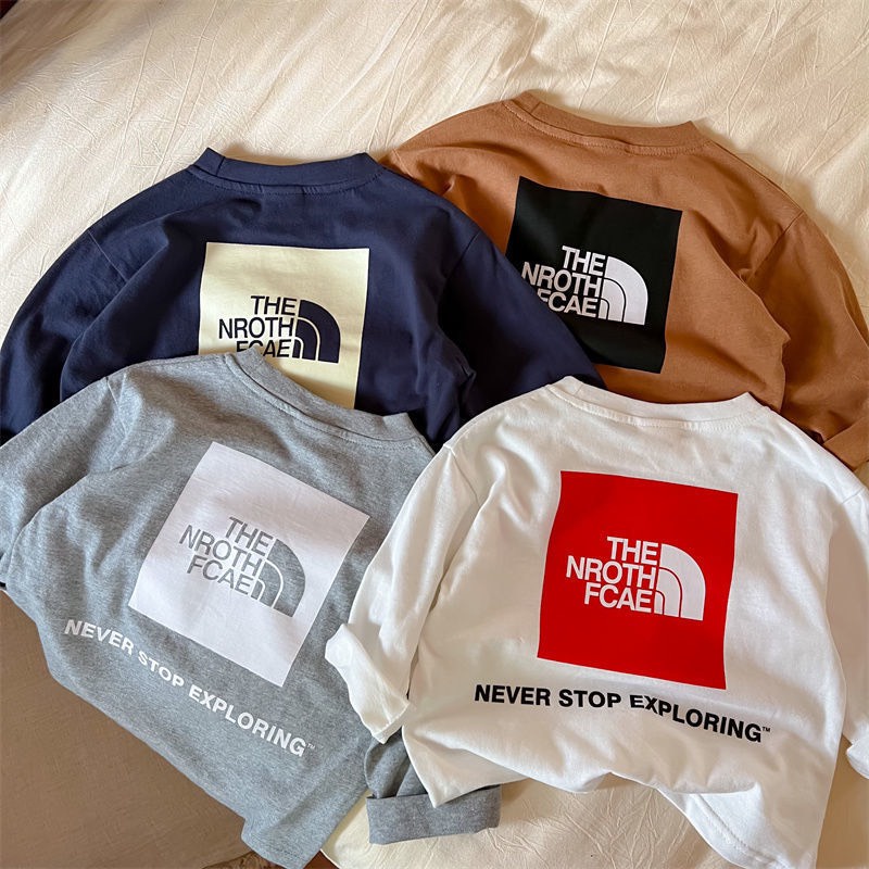 Áo phông dài tay the no face chất cotton khô cao cấp cho bé trai, bé gái mặc đều xinh từ 7-28kg - SUMO KIDS