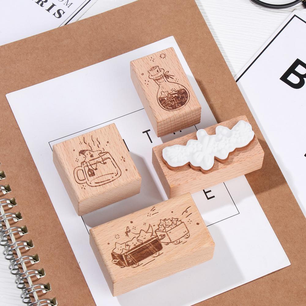 1 Con Dấu Gỗ Cao Su Thủ Công Phong Cách Vintage Mới