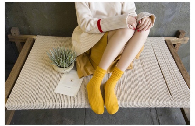 Tất Vớ Len Gân Cao Cổ Phong Cách Vintage Hàn Quốc Nhiều Màu Cho Nam Và Nữ Chất Liệu Cotton Dày Dặn Co Giãn Mơ House