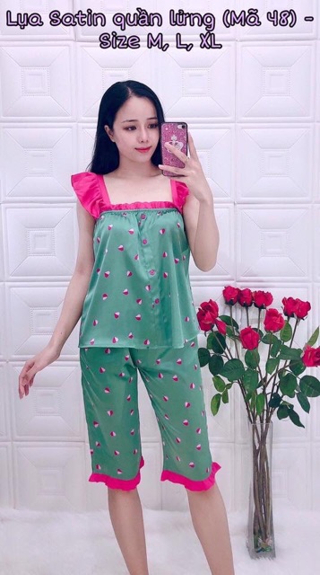 Satin cúp ngực quần lửng tay cánh tiên | BigBuy360 - bigbuy360.vn