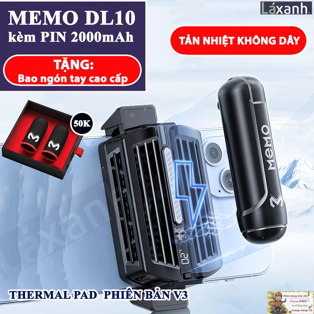 MEMO DL10 đã sẵn hàng | Tản nhiệt điện thoại chính hãng MEMO DL10 mang đi di động kèm pin 2000mAh, không cần sạc điện
