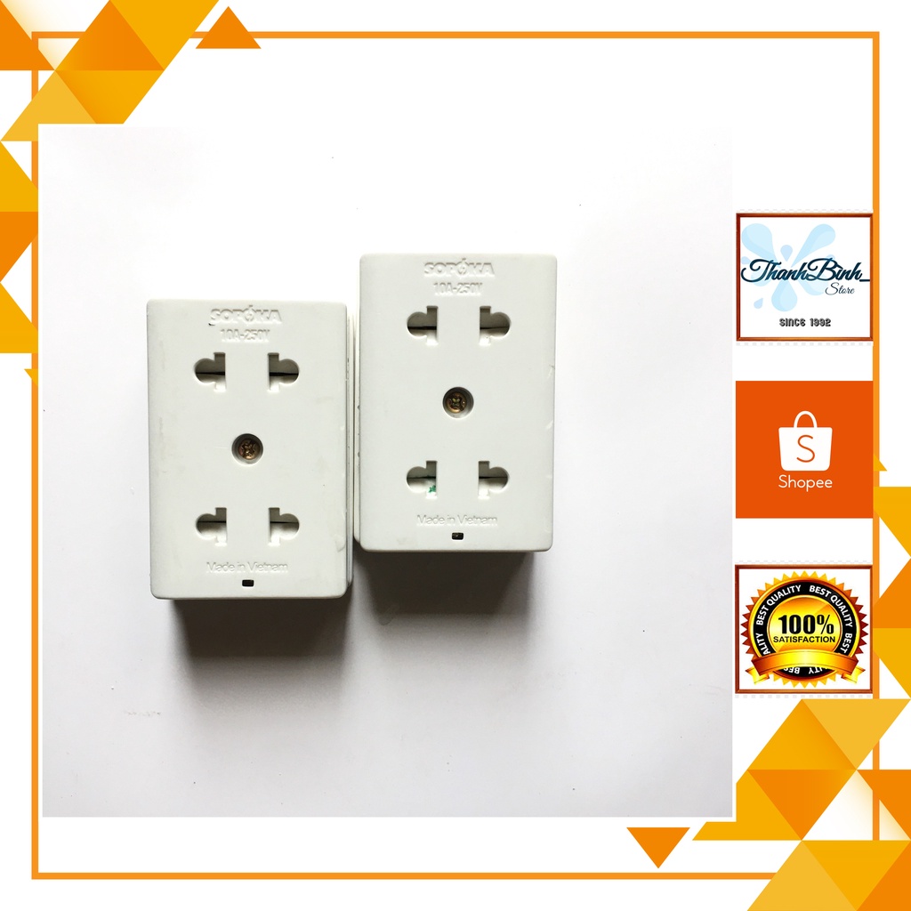 Ổ CẮM NỔI ĐÔI/ 2 Ổ CẮM CÓ NẮP CHE/ CHỐNG CHÁY SOPOKA E12