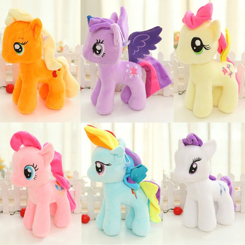 Thú nhồi bông đồ chơi hình chú ngựa Pony bé nhỏ màu sắc cầu vồng 20cm