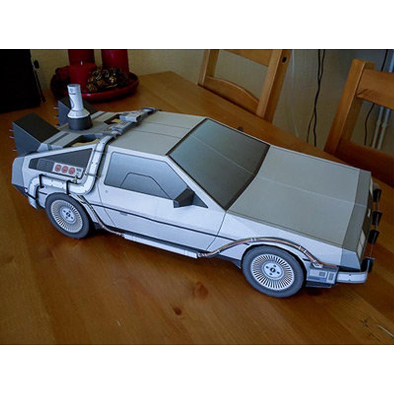 (Thiết kế chuẩn) Bộ kit mô hình giấy 3D xe Back To The Future DeLorean Time Machine kích thước lớn 80cm