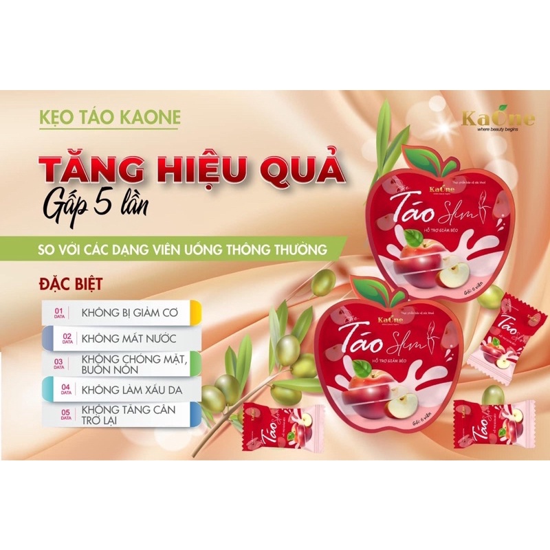 Kẹo táo Giảm Cân Kaone Slim + Kẹo Pro xổ mỡ vành ruột giảm mỡ bụng đùi bắp tay bắp chân