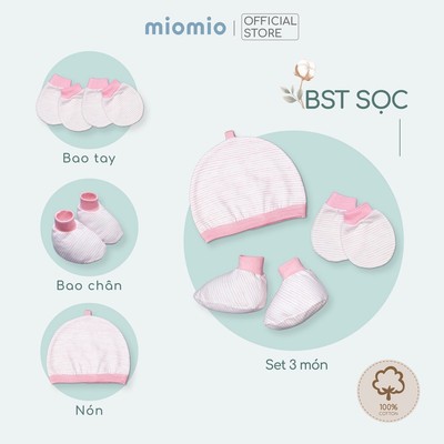 Combo Bao Tay Bo , Bao Chân Bo, Set 3 Món Phụ Kiện Sơ Sinh MIOMIO Cho Bé Trai, Bé Gái, Vải Cotton