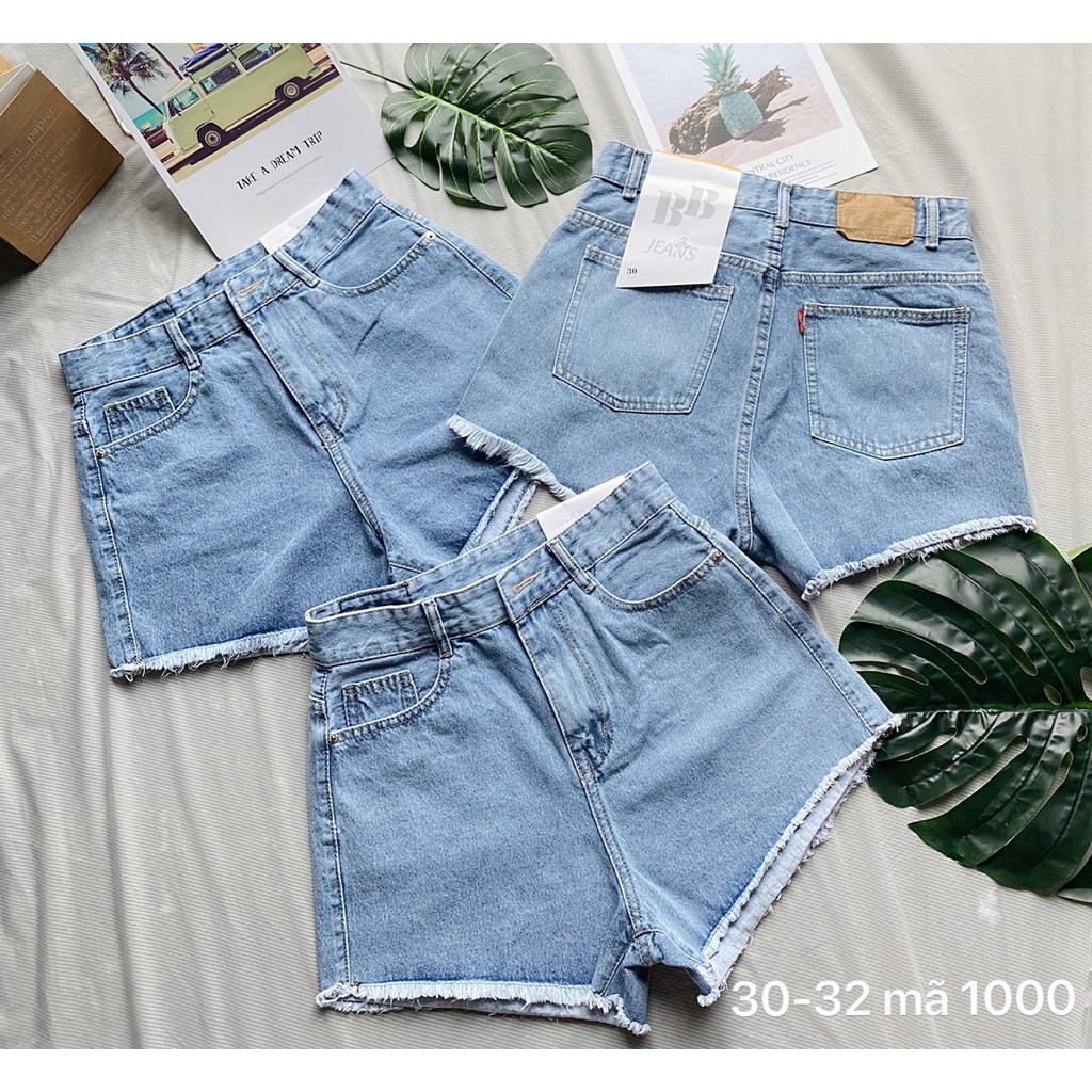 Quần short jean nữ màu xanh nhạt từ size 40kg size đại 75kg mẫu trơn quần short lưng cao hàng VNXK - 2KJean