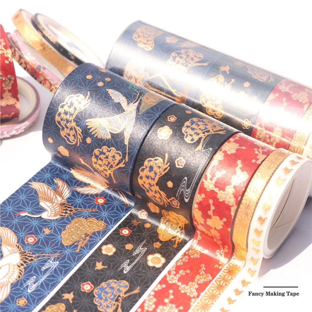 PISTA Set 5 Cuộn Băng Dính Hình Chim Hạc Trang Trí Sổ Tay DIY