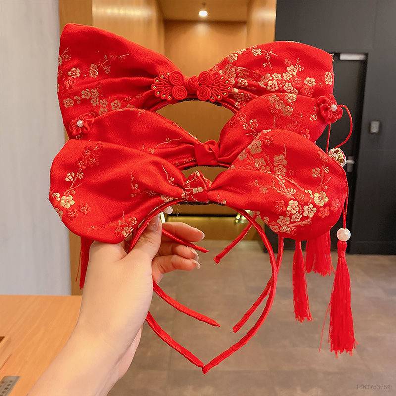Băng Đô Cài Tóc Đính Nơ Phong Cách Trung Hoa Mừng Năm Mới