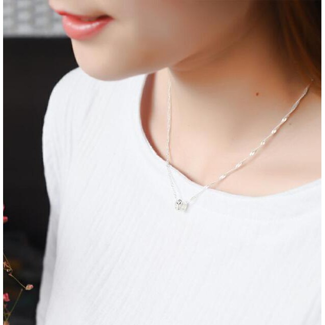Dây chuyền mạ bạc S925 đính hạt đơn giản thanh lịch