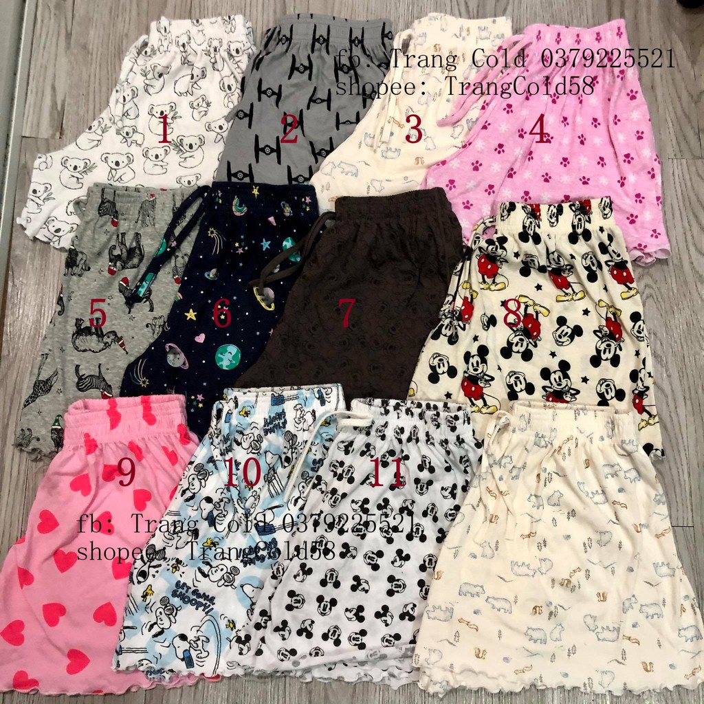 Quần short đùi ngủ cotton nhiều hình (Ảnh thật shop tự chụp)