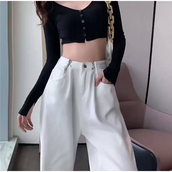 Quần bò ống rộng nữ cạp cao MAI THỎ quần jeans ống rộng lưng cao, vải bò dày đẹp, không giãn ,dáng suông