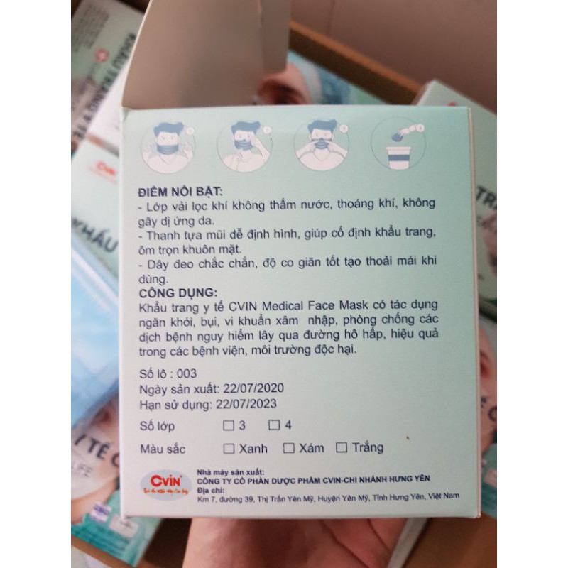 Khẩu trang y tế 4 lớp kháng khuẩn hộp 50 cái