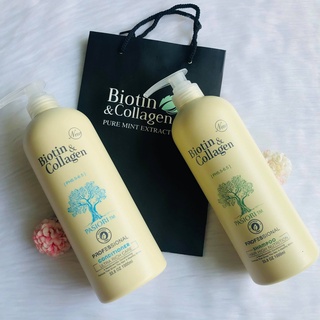 Cặp Dầu Gội Xả Biotin Collagen Yuiluim Trắng 1000ml