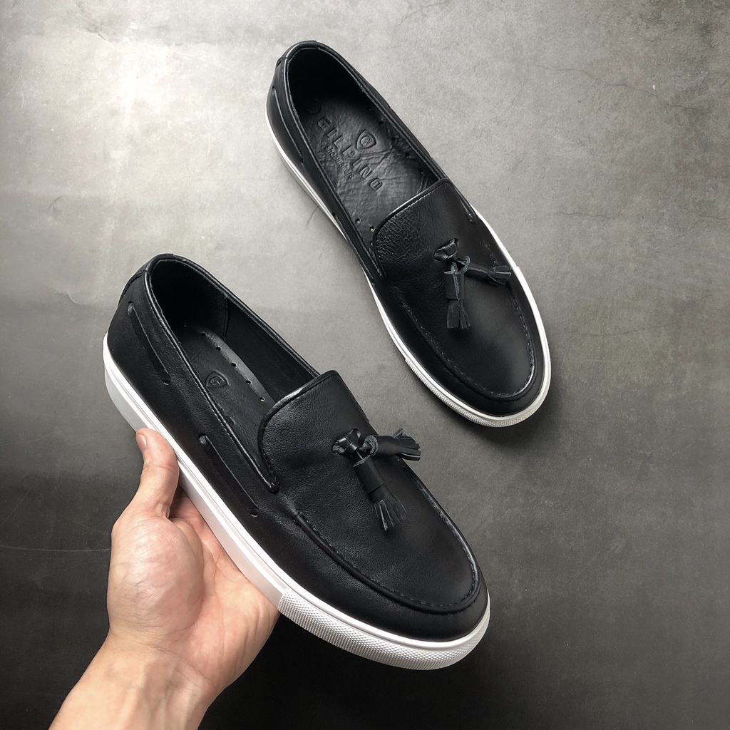 Giầy Loafers Air 03 Sneaker Leather - Màu Black - Da thật bảo hành 1 năm