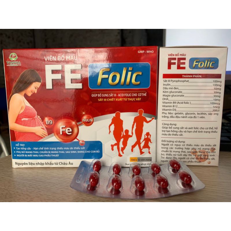 Viên uống bổ máu FE FOLIC giúp bổ xung sắt III và acid folic cho cơ thể