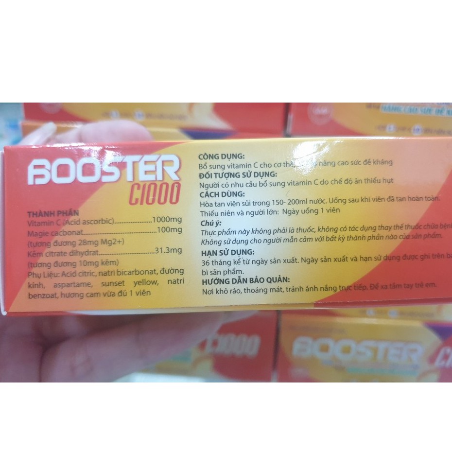 Sủi Tăng Đề  Kháng Booster C1000 mg +Kẽm  Hỗ Trợ Nâng Cao Sức Đề Kháng