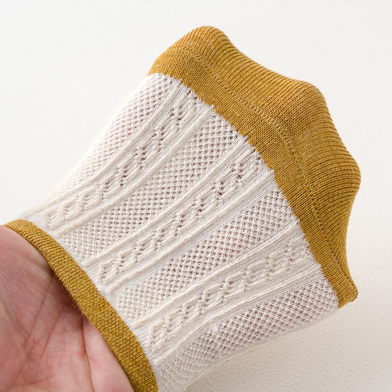 Vớ cotton cổ thấp thoáng khí màu sắc ngọt ngào phong cách retro cho nữ