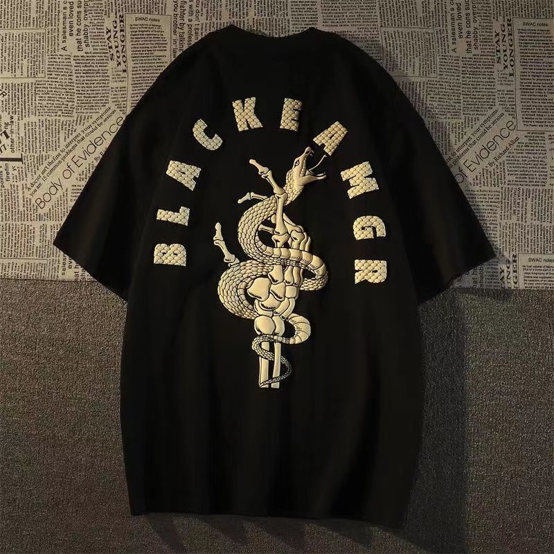 Áo Thun 100% Cotton Tay Ngắn Dáng Rộng Phong Cách Hip Hop Âu Mỹ Thời Trang Cho Nam