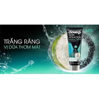 KEM ĐÁNH RĂNG CLOSE UP - White Attraction Natural Glow 180g (Dừa + Than Hoạt Tính)