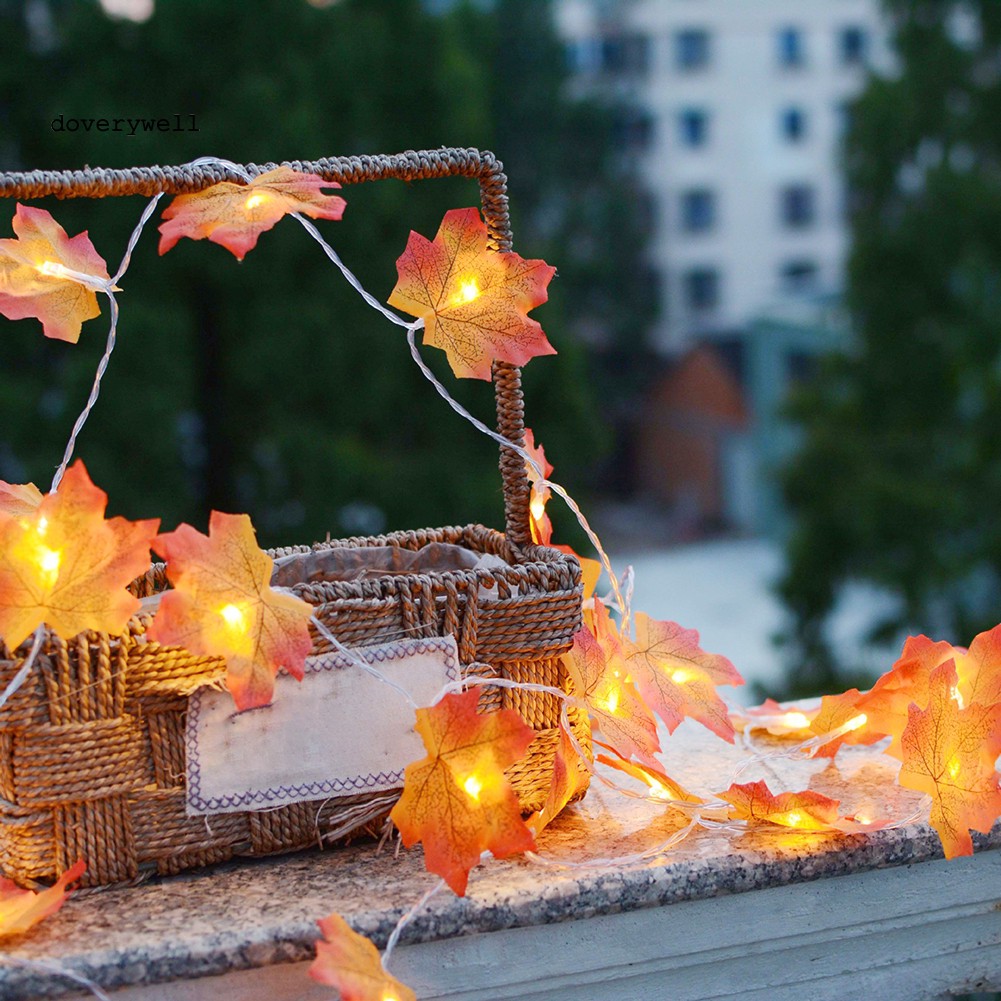 Dây Đèn Led 20 Bóng Hình Lá Phong 200/300cm Dùng Trang Trí