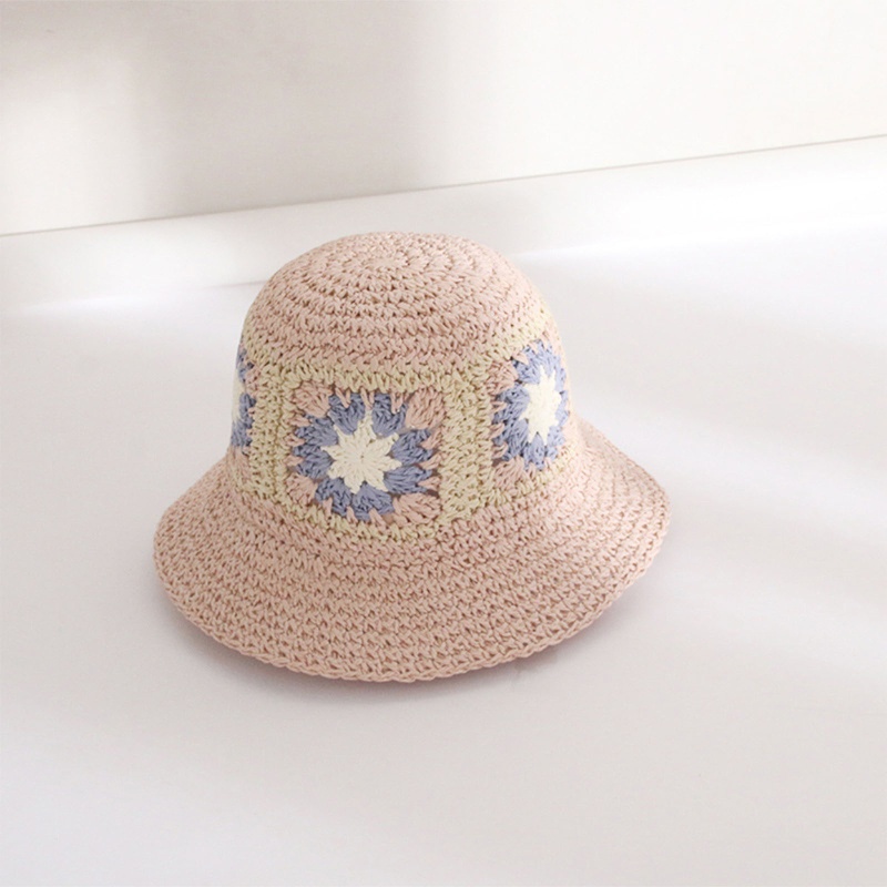 Nón Tai Bèo Đan Len Vành Rộng Thoáng Khí Họa Tiết Hoa Hướng Dương Phong Cách Boho Dành Cho Nữ