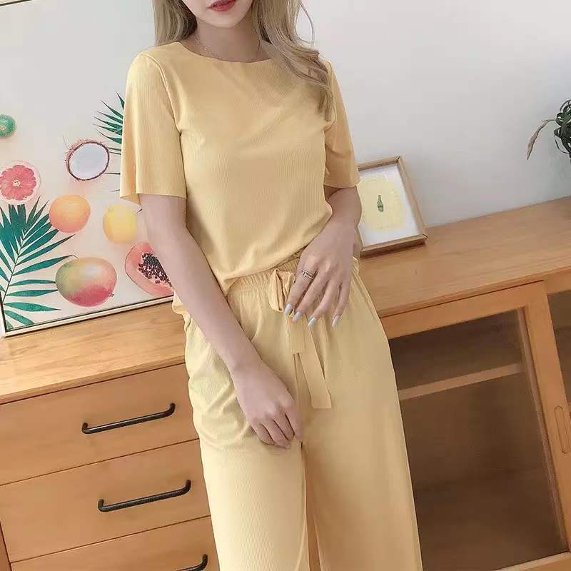 Đồ bộ nữ ❤️FREESHIP❤️ Bộ ngủ pijama tay ngắn quần dài chất thun cotton hoạ tiết đơn giản đáng yêu TN22