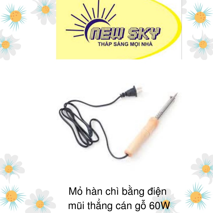 Mỏ hàn chì bằng điện mũi thẳng cán gỗ 60W dùng để hàn các linh kiện điện tử