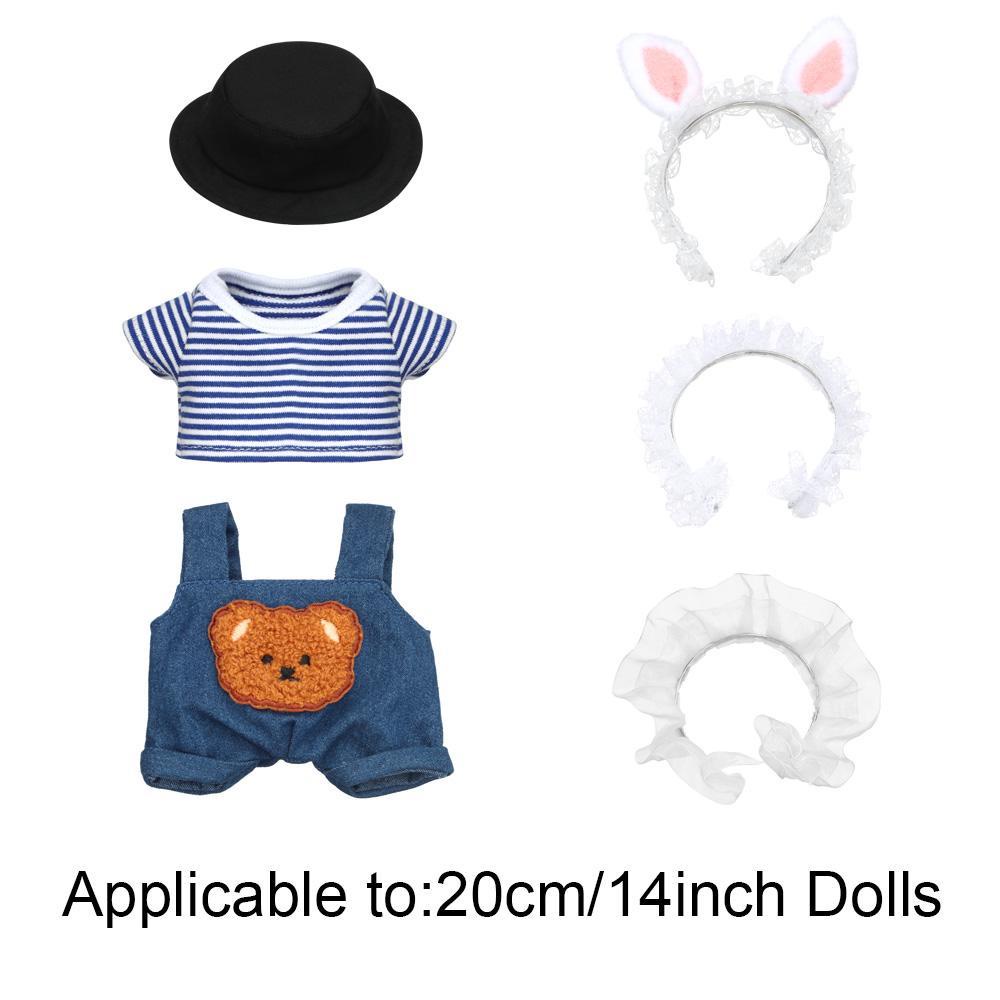 Quần Yếm Denim Hình Gấu Nâu Hoạt Hình 20cm / 14inch Dành Cho Búp Bê
