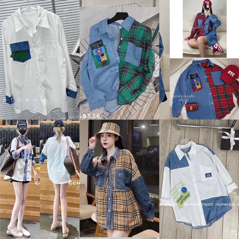 ÁO SƠ MI PHỐI JEANS (KÈM VIDEO HÌNH THẬT)
