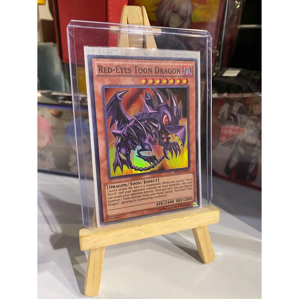 Lá bài thẻ bài Yugioh Red Eyes Toon Dragon – Super Rare - Tặng bọc bài nhựa bảo quản