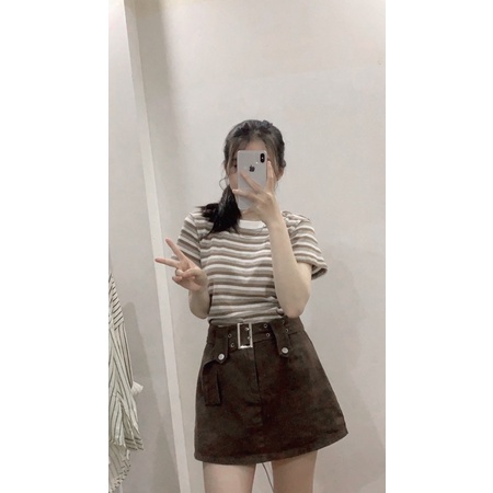 Áo thun nữ kẻ ngang tay cộc A2236- Hàng có sẵn