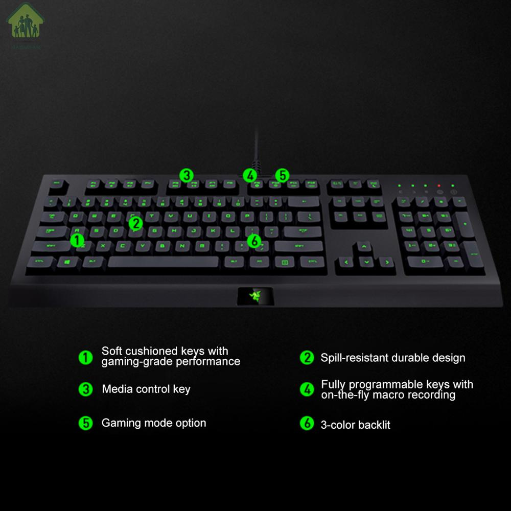 xm Razer Cynosa Chroma Pro Wired Gaming Keyboard with Three-color Backlit/Membrane Keyboard/Individually Backlit Keys/Spill-Resistant/Fully Programmable 104 Keys Compatible for Windows/Mac