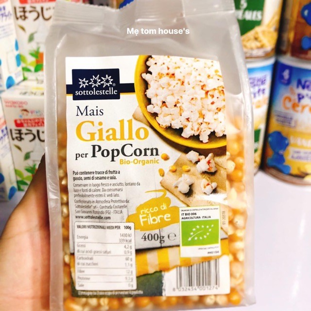 Hạt bỏng ngô vàng hữu cơ Sottolestelle 400g - Nhập khẩu Ý -OK