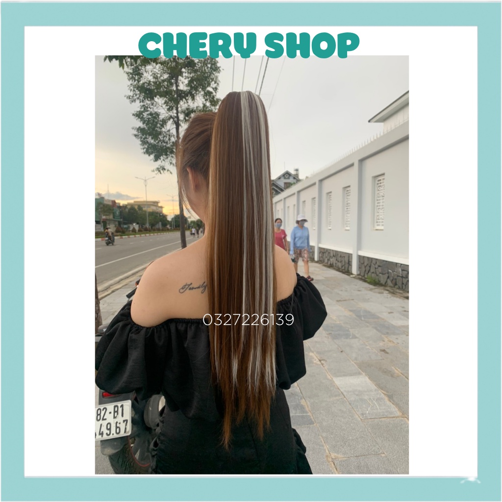 Tóc giả nữ ngoặm thẳng dài phối light bạch kim thời trang hot hit hiện nay