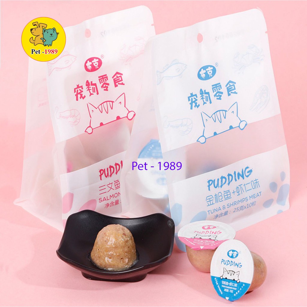 THỨC ĂN CHO CHÓ MÈO PUDDING VỊ CÁ NGỪ 1 túi ( 10 puding )  Pet - 1989