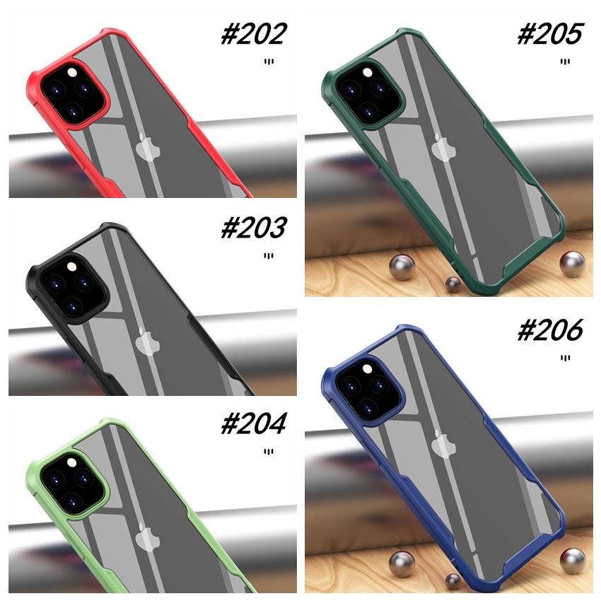 Ốp điện thoại trong suốt chống rơi 4 góc màu đỏ cho Iphone 6G 6P 7G 8G Se 2020 7P 8P X Xs Xr