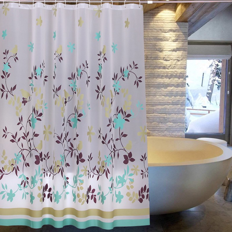 Rèm Phòng Tắm / Rèm Cửa Sổ HOA ĐẬM MÀU 180cm X 180cm Loại 1( Ảnh + Video thật )