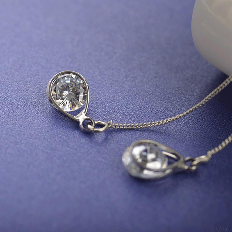 Khuyên tai tua rua dáng dài đính đá zircon xinh xắn cho nữ