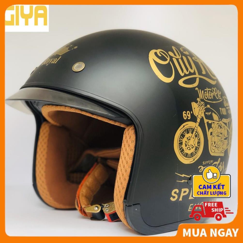 Mũ bảo hiểm 3/4 Royal M139 kính âm V5 đen