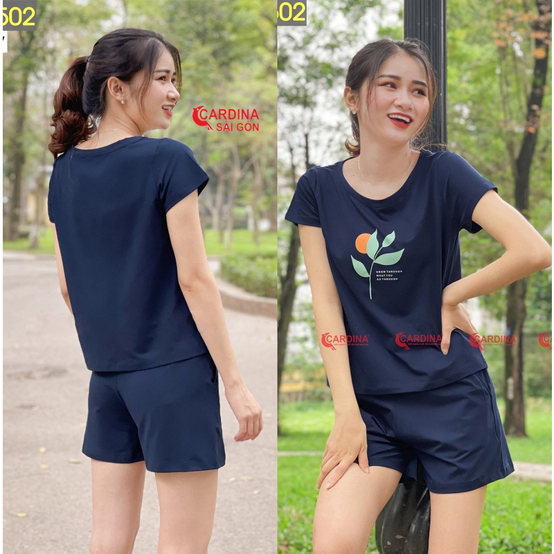 Đồ Bộ Nữ Đùi Mặc Nhà Thun Cotton Co Giãn Thiết Kế Đơn Giản Trẻ Trung Tôn Dáng Hàng Cao Cấp 𝐂𝐀𝐑𝐃𝐈𝐍𝐀 𝙎𝙖̀𝙞 𝙂𝙤̀𝙣 Mã 1CF5
